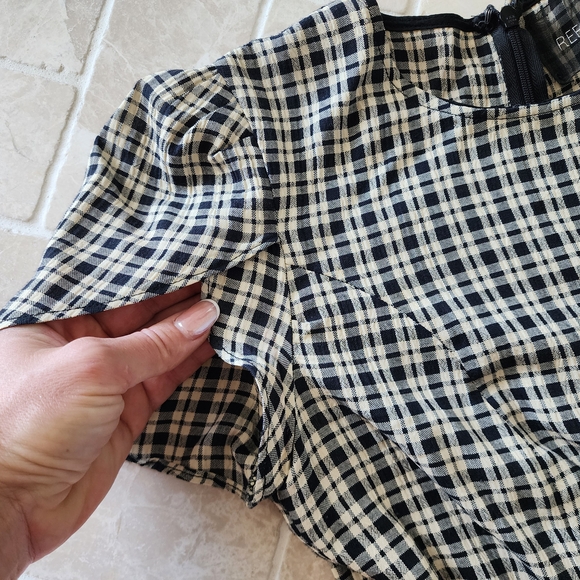 Reformation Plaid Dress With Petal Short Sleeves Small - Picture 6 of 11